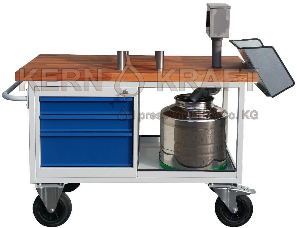 Buy mobile oil press system XZ32, oil press trolley, production of cold press oil, system for oil production, german quality, made in Germany, Straehle, Keller, Farmet