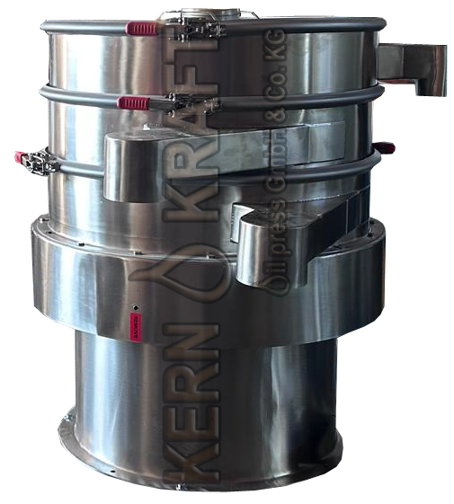 Screening machine for oil, Automatic filter, plate filter, pre-filtration, decanter, coarse filter for edible oil, natural sediment, filtered oil, clean oil, crude oil, big oil screening system, large screening system made in Germany, AMA